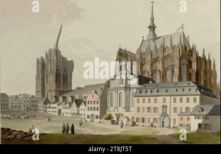 Cathédrale de Cologne, série de 50 parties : vues sur le Rhin, Lorenz Janscha, Radmannsdorf, Krain, 1749 - 1812 Vienne, vers 1780, dessin, aquarelle, 29,3 x 44,4 cm, l. et duc Albert de Saxe-Teschen, Autriche Banque D'Images