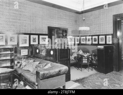 Appartement Georg and Else Weiss, Vienne I., Falkestrasse 6/2. Étage, coin salon dans le salon, 1904, photographie, papier argenté gélatine, papier photo : 17,1 × 22,8 cm, 6 3/4 × 9 po., verso : 'foto gerlach wien VII. neubaugasse 36 B 31238', timbre violet, timbre bleu, verso : 'G. blanc 1904', encre noire, 'Wien', '50C', '89%', crayon, Autriche Banque D'Images