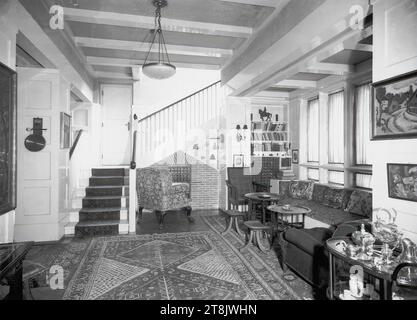 Karl et Hilda Strasser House, conversion et agrandissement, Vienne XIII., Kupelwiesergasse 28, escalier dans le hall, 1918-1919. Photo prise en 1930, négatif, négatif verre, plaque : 18 x 24 cm, Autriche Banque D'Images