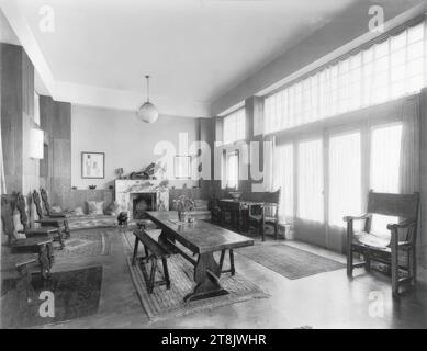 Maison Tristan Tzara, Paris XVIII, 15, Avenue Junot, France, salon, vue contre le mur de la fenêtre, 1925-1926, photo autour de 1930, négatif, négatif en verre, assiette : 13 x 18 cm Banque D'Images