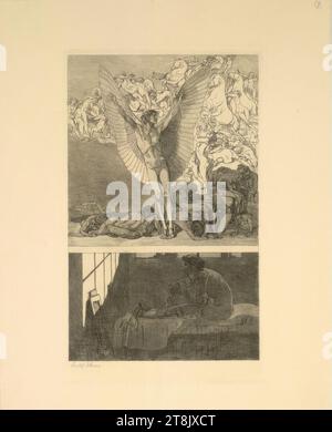 Nuit blanche, les heures de la nuit, 1903-1905, Rudolf Jettmar, Zawodzie près de Tarnow, Galice, 1869 - 1939 Vienne, 1905, impression, gravure ; Roulette Drypoint, assiette : 29,9 x 17,9 cm, à droite. "Sleepless Night 7.", crayon, Autriche Banque D'Images