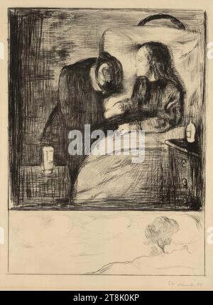 The Sick Child I, Edvard Munch, Løten près de Hamar 1863 - 1944 Ekely, 1894, impression, pointe sèche et gravure sur plaque de cuivre en noir, feuille : 57 x 38,8 cm Banque D'Images