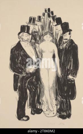 The Alley, Edvard Munch, Løten près de Hamar 1863 - 1944 Ekely, 1895, estampe, lithographie à la craie lithographique et à l'encre en noir, feuille : 57,7 x 41,7 cm, M.U., 'No 15/30', crayon Banque D'Images