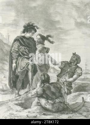 Hamlet et Horatio devant les fossoyeurs, Act. V. SC. I, Hamlet, Eugène Delacroix, Charenton 1798 - 1863 Paris, 1843, estampe, lithographie ; papier de Chine, découpe passepartout : 29,8 x 22,4 cm Banque D'Images