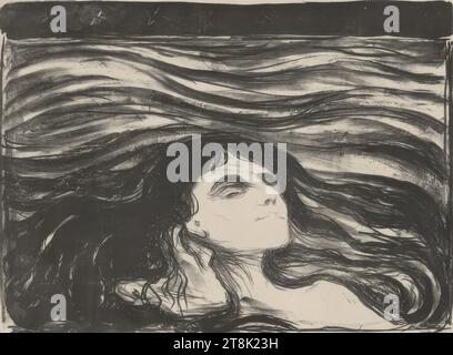 Amoureux dans les vagues, Edvard Munch, Løten près de Hamar 1863 - 1944 Ekely, 1896, tirage, lithographie avec lithographie et encre sur papier noir / gris, feuille : 35 cm x 47 cm, à droite. 'A / 10' ; r.u. le long du bord de la page : 'ai Banque D'Images