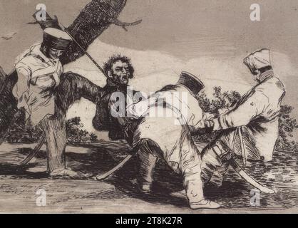 Los Desastres de la Guerra : por que ? - Pourquoi ?, Los Desastres de la Guerra, Francisco José de Goya y Lucientes, Fuendetodos, Aragón 1746 - 1828 Bordeaux, 1812-1815, 1e édition 1863, estampe, gravure, aquatinte, pointe sèche, plaque : 15,2 x 20 .6 cm, l.o. '32' ; r.o. '32' ; M.U. '?porque Banque D'Images