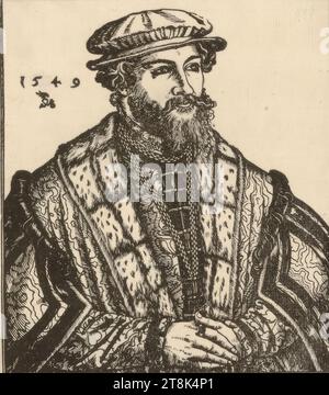 Dr. Christian Brück, dit Pontanus, Lucas Cranach d. J., Wittenberg 1515 - 1586 Weimar, impression, gravure sur bois, feuille : 18,7 × 16,6 cm, l.o. '1549' et glyphe serpent Banque D'Images