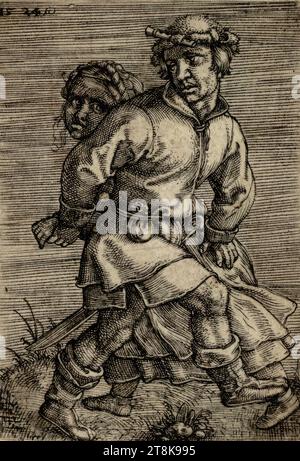 Le couple de paysans dansants, Barthel Beham, Nuremberg 1502 - 1540 Bologne, 1524, estampe, gravure sur cuivre Banque D'Images