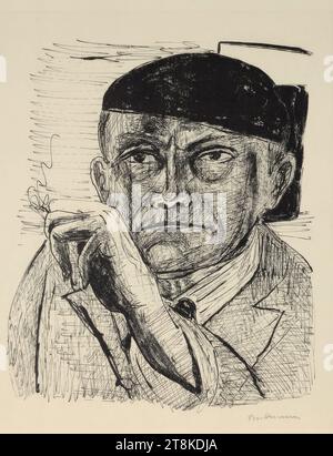 Autoportrait, illustrations de Day and Dream, Max Beckmann, Leipzig 1884 - 1950 New York, 1946, tirage, lithographie, planche : 31,8 × 26,3 cm Banque D'Images