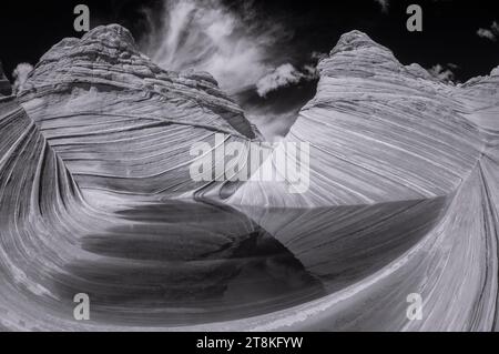 La vague avec de l'eau, Coyote Buttes North, Vermillion Wilderness, Arizona Banque D'Images