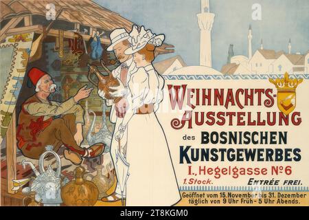 EXPOSITION DE NOËL DES ARTS BOSNIAQUES ; I., Hegelgasse 6, Rudolf Pick, Vienne 1865 - 1915 Vienne, vers 1900, tirage, lithographie couleur, feuille : 625 mm x 865 mm, Autriche Banque D'Images