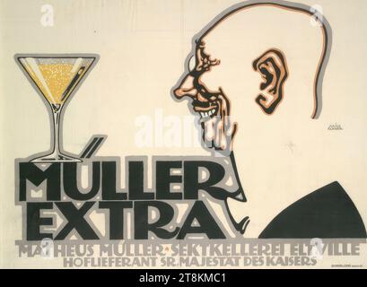 Müller EXTRA - MATTHEUS Müller - SEKTWELLEREI ELTVILLE, Julius Klinger, Vienne 1876 - 1942, déportée à Minsk, 1912, impression, lithographie couleur, feuille : 700 mm x 950 mm, Autriche Banque D'Images