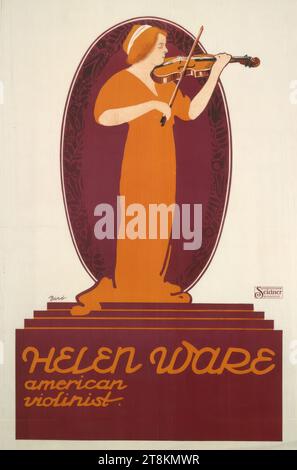 HELEN WARE ; american violonist., Mihály Biró, Budapest 1886 - 1948 Budapest, 1911-1912, tirage, lithographie couleur, feuille : 955 mm x 630 mm, M. U. 'HELEN WARE / american / violoniste', in print, M.L. Stamp 'CHROMOLITHOGRAFIA / Seidner / BUDAPEST.', in print Banque D'Images