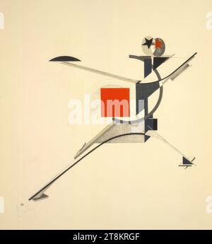 Neuer, feuille 10 de : la conception plastique du spectacle électromécanique - victoire sur le soleil par Aleksei Krutschonych, la conception plastique du spectacle électromécanique - victoire sur le soleil, El Lissitzky, Potschinok 1890 - 1941 Moscou, 1923, tirage, lithographie, feuille : 53,3 x 45,6 cm, l.l. en impression : '10 Banque D'Images