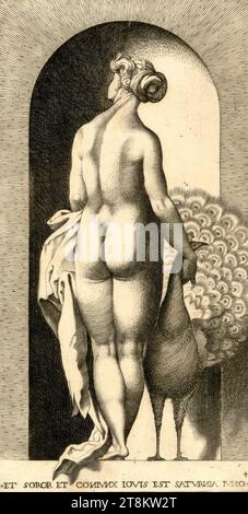 Juno, dieux et déesses mythologiques, 1526-1624, estampe, gravure sur cuivre, feuille : 21,5 × 11,2 cm, inscription de base '.et SOROR et CONIVNX IOVIS et SATVRNIA IVNO.', N inversé, r.u. '4 Banque D'Images