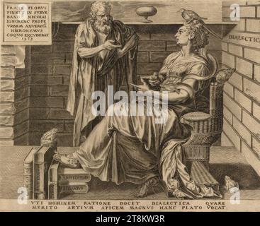 De la série 'les sept Arts libérals' : Dialectica, dialectique, les sept Arts libéraux, 1565, impression, gravure sur cuivre, feuille : 23 × 28,3 cm, r.o. 'DIALECTICA' en impression Banque D'Images