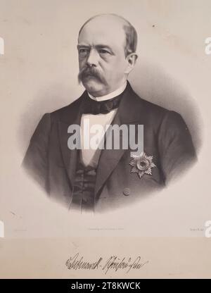 Otto Graf, futur prince, von Bismarck-Schönhausen, vers 1865, impression, lithographie sur papier, feuille : 53 × 45,5 cm, [M.U.] 'O Bismarck-Schönhausent', fac-similé de signature, [M.U.] maison d'édition d'art Carl Krause à Berlin Banque D'Images