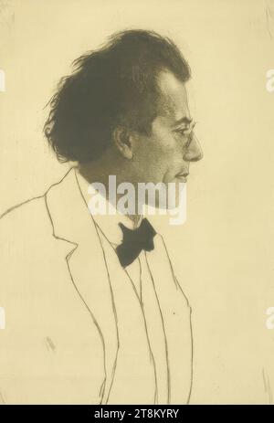 Portrait Gustav Mahler, Emil Orlik, Prague 1870 - 1932 Berlin, 1903, impression, point sec ; manière pointillée; fer à peser, plaque : 29,4 x 19,9 cm Banque D'Images