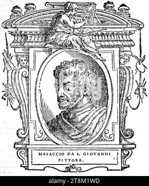 Vasari - le vite de’ piu eccellenti pittori, scultori, et architecettori, 1-2, 1568 (page 387 crop). Banque D'Images