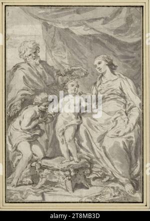 La Sainte famille avec l'enfant Jean, Giovanni Paolo Pannini (Piacenza 1691–1765 Rome), 1750–1760, dessin, craie ; plume; lavis gris, 17,3 x 12,0 cm, l.l. Duc Albert de Saxe-Teschen Banque D'Images