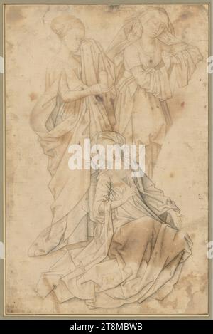 Les trois Marie de la Lamentation du Christ, Rogier van der Weyden (Tournai 1390 ou 1399/1400 - 1464 Bruxelles), vers 1480, dessin, plume brune et grise, 28,6 x 19 cm, l. l. Duc Albert de Saxe-Teschen Banque D'Images