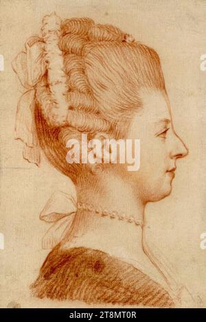 Buste de l'archiduchesse Marie Christine à droite, Johann Peter Pichler (Bozen 1765 - 1807 Vienne), dessin, craie rouge, 13,1 x 8,8 cm, re. Ci-dessous : Lagoy, pas de cachet de collectionneur Duc Albert de Saxe-Teschen Albert de Saxe-Teschen, sur le carton de base entre les deux portraits : 'Gio. Pichler, Intagliatore., Ritratto dell' Archiduch. Maria Christina, del Duca Alberto di Saxen Teschen [...] sposo, [...] Roma 1789' ; sous le portrait de Marie Christine : 'de Jean Pichler célèbre MEDEUR à ROM Banque D'Images