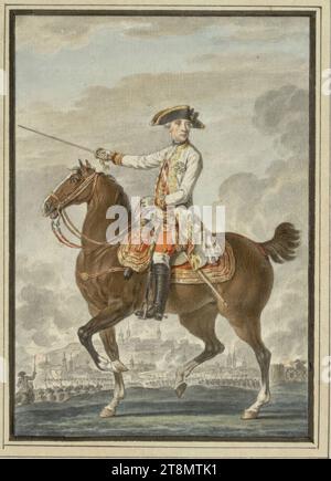 Le général Gideon Ernst Freiherr von Laudon à cheval devant Belgrade en 1789 pendant la 8e guerre turque d'Autriche, Carl Schütz (Laibach 1745 - 1800 Vienne), 1789, dessin, encre, plume, aquarelle, 17,6 x 12,3 cm, l. et Duc Albert de Saxe-Teschen Banque D'Images