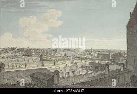 Vue de Leopoldstadt depuis le Bastion Gonzaga, Carl Schütz (Laibach 1745 - 1800 Vienne), vers 1785, dessin, plume et encre noire, aquarelle, 26,9 x 41,7 cm, l. Duc Albert de Saxe-Teschen Banque D'Images