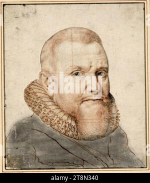 Willem Lodewijk Comte de Nassau (1560-1620), Michiel van Miereveld (Delft 1567 - 1641 Delft), dessin, sang et craie noire. Retravaillé à l'encre brune dans une main inconnue ; restes d'une grille dessinée à la craie rouge. Découpé en suivant les contours de la tête et du col et collé ; complété les épaules. Coin inférieur gauche endommagé., 15,2 x 13,0 cm, l. et Duc Albert de Saxe-Teschen, carton : Willem Lodewijk c. Nassau ? ADV? ; Willem Jacobsz. Delff (pour gravure), Benesch Banque D'Images