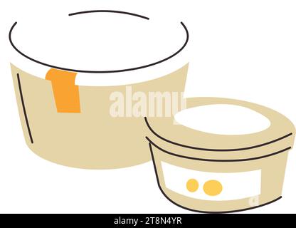 Repas ou boisson dans un récipient alimentaire, nutrition saine Illustration de Vecteur