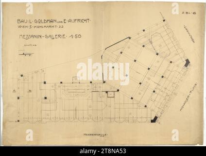 Maison sur Michaelerplatz (Goldman & Salatsch locaux commerciaux, Looshaus), Vienne I., Michaelerplatz 3, plan d'étage, mezzanine, 1909-1911, dessin d'architecture, impression, 705 x 990 mm Banque D'Images