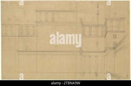 Aménagement des terrains horticoles, Vienne I., Parkring, perspective View, 1917, dessin architectural, papier ; crayon, 213 x 343mm Banque D'Images