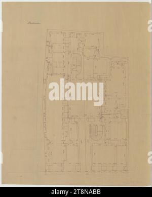 Bâtiment commercial Zelenka, Vienne I., Kärntner Straße 21, plan tel que construit, 1928, dessin architectural, rouge, 475 x 386 mm Banque D'Images