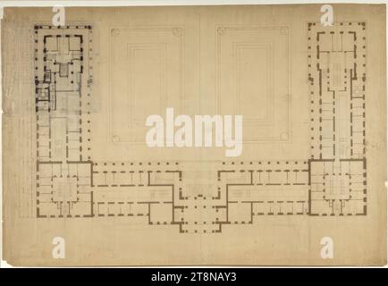 Aménagement des terrains horticoles, Vienne I., Parkring, plan du sol avec correction, 1917, dessin architectural, pause ; encre; crayon, 500x742mm Banque D'Images