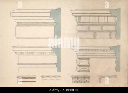 Œuvres des jours d'école de Loos, corniches, 1885 - 1888, dessin architectural, papier à dessin; encre, 512 x 745 mm Banque D'Images