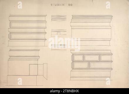 Œuvres des jours d'école de Loos, corniches 'Studien SO', 1885 - 1888, dessin architectural, papier à dessin; encre, 525 x 756 mm Banque D'Images