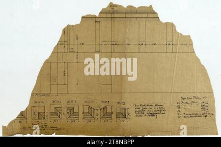 Maison sur Michaelerplatz, locaux commerciaux Goldman & Salatsch, Vienne, dessin en maçonnerie, fragment, Herrengasse, 1909-1911, dessin d'architecture, papier calque ; encre, 336 x 542 mm Banque D'Images