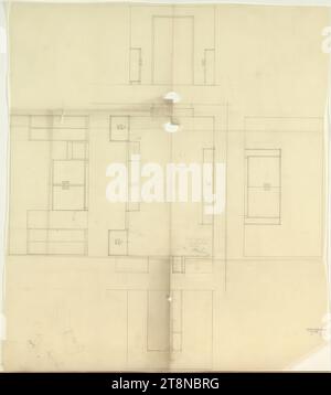 Haus Hans et Anny Moller, Vienne XVIII., Starkfriedgasse 19, plan d'ameublement, structures murales, 1927, dessin architectural, papier transparent ; crayon, 611 x 542mm Banque D'Images