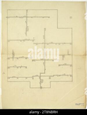 Haus Hans und Anny Moller, Vienne XVIII., Starkfriedgasse 19, plan au sol (contour) mezzanine avec des informations sur la construction du plafond, 1927, dessin architectural, papier transparent ; crayon, 424 x 335 mm Banque D'Images