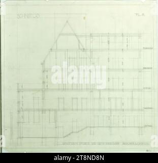 Bad Groß Ullersdorf (Moravie du Nord), Thesstal sanatorium, section longitudinale CD, Alfred Castelliz (Celje 1870 - 1940 Vienne), 1911, dessin architectural, Aquafix ; dessin au crayon, 28,6 x 33,7 cm Banque D'Images