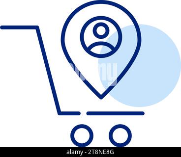 Chariot avec pointeur de carte. Expédition à l'adresse personnelle. Service porte à porte. Icône Pixel Perfect Illustration de Vecteur