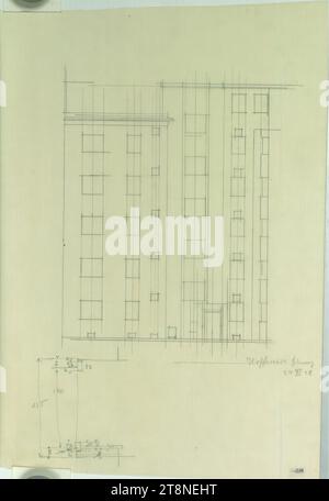 Vienna-Döbling, maison Diemgasse 1, immeuble résidentiel de la commune de Vienne, croquis de la façade de la cour, élévation, Alfred Castelliz (Celje 1870 - 1940 Vienne), 1928, dessin architectural, Aquafix ; dessin au crayon, 37 x 24,9 cm Banque D'Images