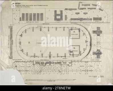 Vienne, Krieau, installation de trot, Eustacchio - projet de conversion, plan du site, 1908, dessin architectural, dessin préliminaire au crayon et dessin à la plume noire ; papier ciré, 53,2 x 71,1 cm Banque D'Images