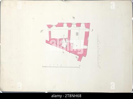 Vienne I, Hofburg, Augustinertrakt, cabinet d'histoire naturelle, plan au sol, 1827, plan, graphite (dessin préliminaire) ; stylo en noir et rouge ; encre rose, feuille : 32 x 45,8 cm, recto : 'Naturalien Kabinetn' verso : '1078/827' ; 'Cabinet en nature Banque D'Images