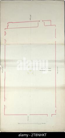 Vienne I, Hofburg, cour intérieure, monument de l'empereur Franz, plan du site pour l'installation, Pompeo Marchesi (Saltrio près de Varèse 1789 - 1858 Milan), 1841, plan, graphite ; rose et jaune lavis ; stylo en noir, feuille : 57,6 x 116,4 cm Banque D'Images