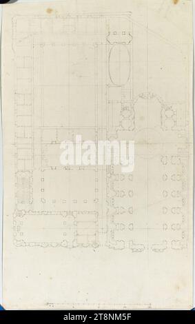 Rome, Casa dei Filippini, conception globale pour le rez-de-chaussée, 1639-1640, dessin architectural, papier, poids moyen; dessin graphite ; Construction et dessin (tracé) en graphite, 43,5 cm x 26,6 cm Banque D'Images