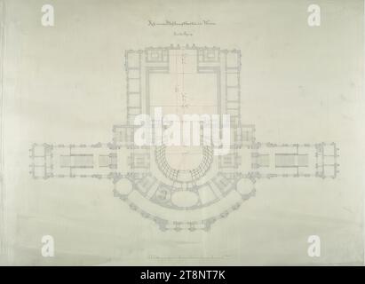 Vienne I, Burgtheater, 1e étage, plan, Carl von Hasenauer (Vienne 1833 - 1894 Vienne), plan, toile de cire, stylo, crayon, x mm, 'K k nouveau Hofburgtheater à Vienne./ Premier niveau Banque D'Images