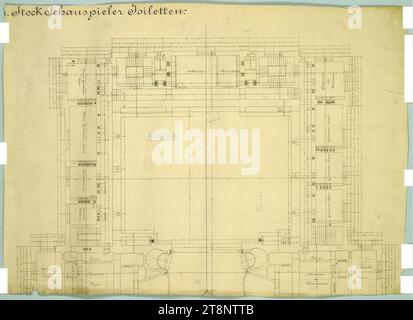 Vienne I, Burgtheater, bâtiment de scène, 4e étage, plan au sol, Carl von Hasenauer (Vienne 1833 - 1894 Vienne), plan, pause, 546 x 753 mm, '(4). Toilettes d'acteur au sol.', '4. PLANCHER Banque D'Images