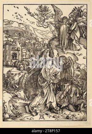 L'ange avec la clé de l'abîme (Apocalypse, Figure XIV), l'Apocalypse, Albrecht Dürer (Nuremberg 1471 - 1528 Nuremberg), vers 1497/98, estampe, gravure sur bois, feuille : 42,1 × 29,8 cm Banque D'Images