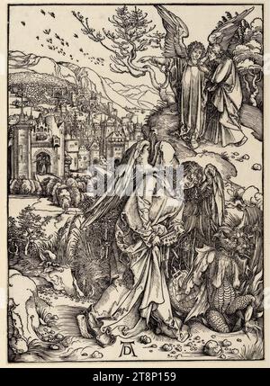 L'ange avec la clé de l'abîme (Apocalypse, Figure XIV), l'Apocalypse, Albrecht Dürer (Nuremberg 1471 - 1528 Nuremberg), vers 1497/98, impression, gravure sur bois ; feuille est taillée sur platemark, feuille : 39,5 × 28,3 cm Banque D'Images